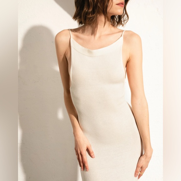 ALOHAS Delicate Strap Ivory Knit Midi Dress - Small - Picture 4 of 5